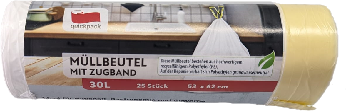 Müllbeutel mit Zugband 30 L = 25 Stk,  quickpack