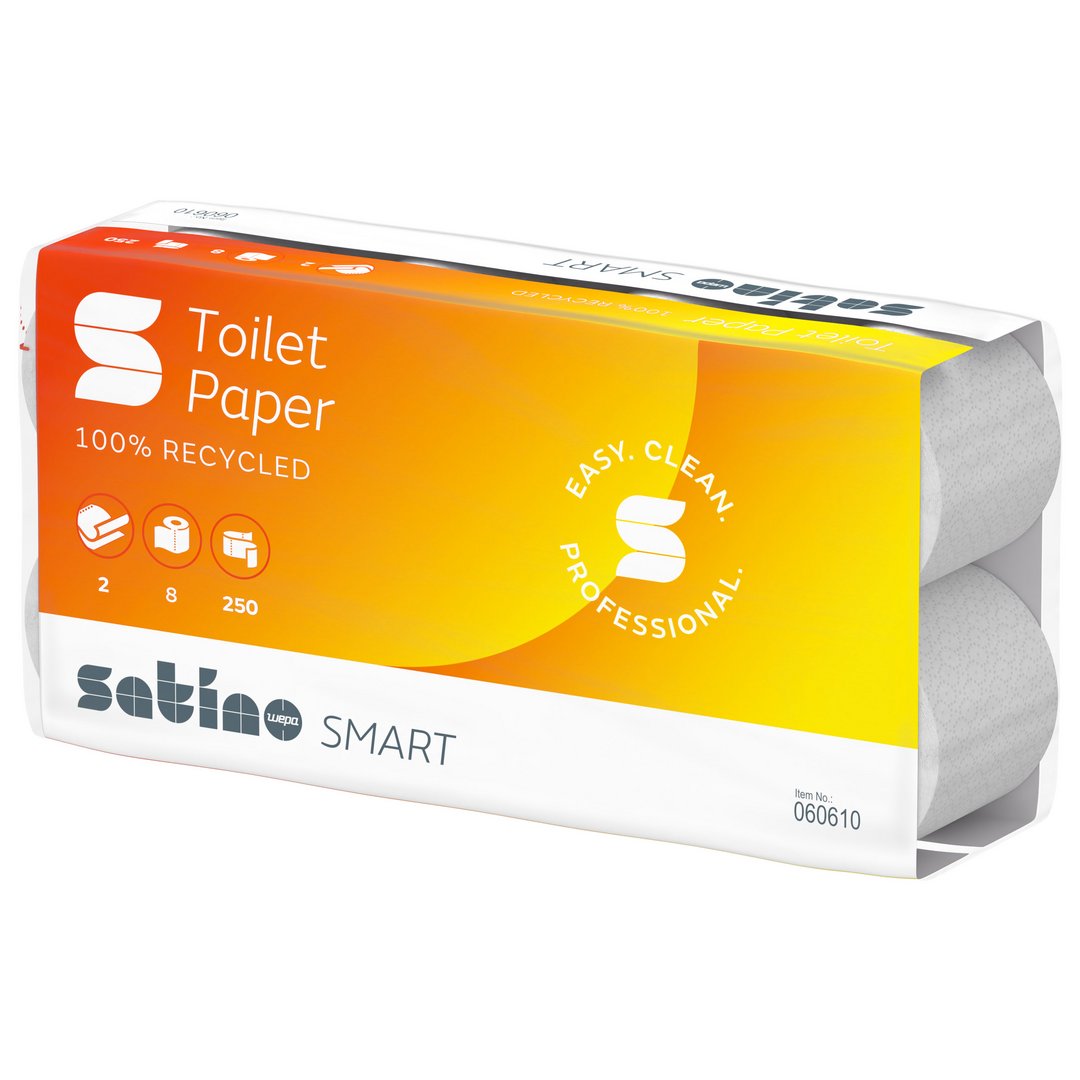 Toilettenpapier, Satino smart, 2-lagig, weiß, 8 x 8 Rollen, 1 Umpack